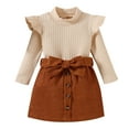 thumbnail image 1 of Kiijoy Newborn Girls Outfits Ruffles Long Sleeve Ribbed Turtleneck T-Shirt Skirt Set, Sizes 9-12M, 1 of 7