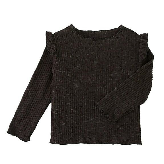 Kiijoy Newborn Girls Ribbed Knit T-Shirt Ruffle Long Sleeve Pullover T Shirt, Sizes 9-12M