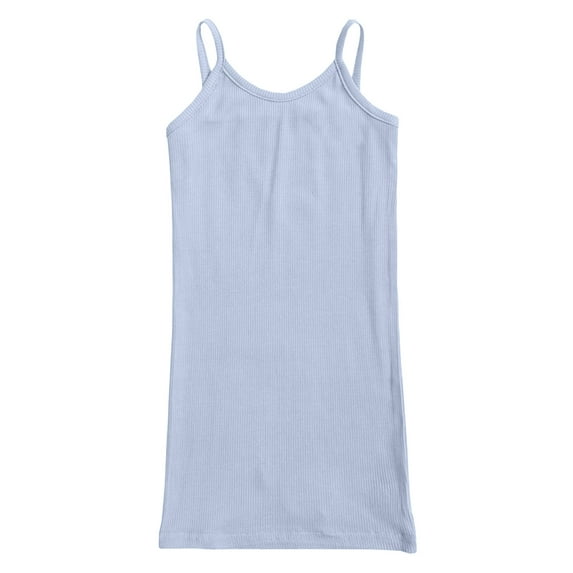 Kiijoy Girls Sleeveless Bodycon Dress Soild Color Slim Fit Spaghetti Strap Dress
