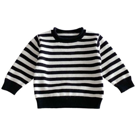Kiijoy Newborn Girls Striped Casual Sweater Knit Long Sleeve Crew Neck Soft Warm Pullover