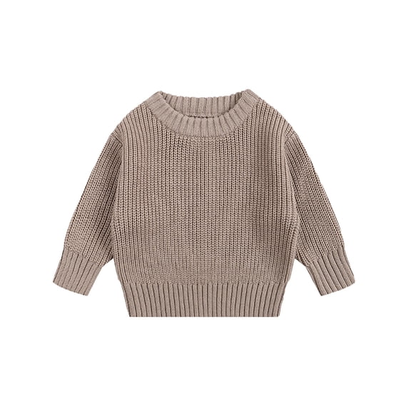 Kiijoy Girls Sweater Casual Pullover Sweaters Solid Crewneck Knitwear, Sizes 6-12M