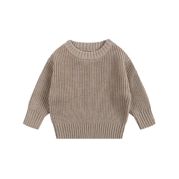 Kiijoy Girls Sweater Knitted Solid Warm Soft Crew Neck Pullover Top, Sizes 6-12M