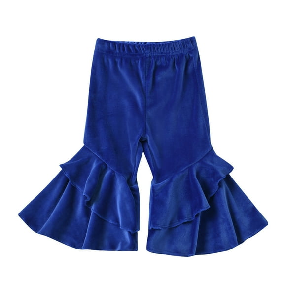 Kiijoy Newborn Girls Velour Flared Pants Solid Color Slim Fit Pull On Trousers, Sizes 6-12M