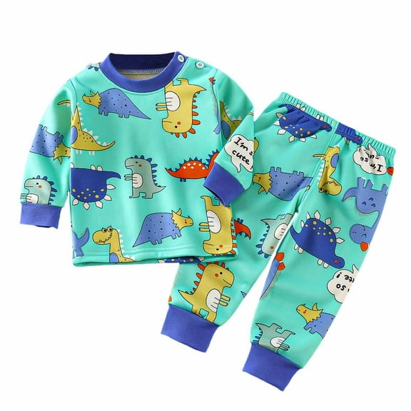 Kiijoy Pajamas for Boys Cartoon Long Sleeve Top Pants Sleepwear Set, Sizes 2-3