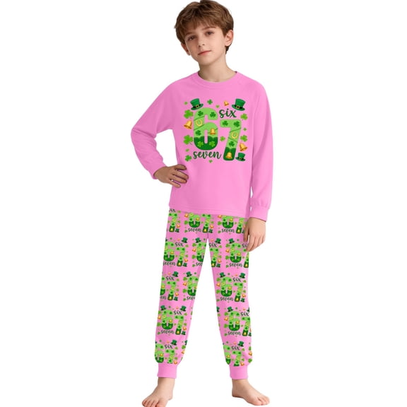 Kiijoy St. Patrick's Day Pajamas for Toddler Boys Long Sleeve Top Pants PJs, Sizes 4-5T