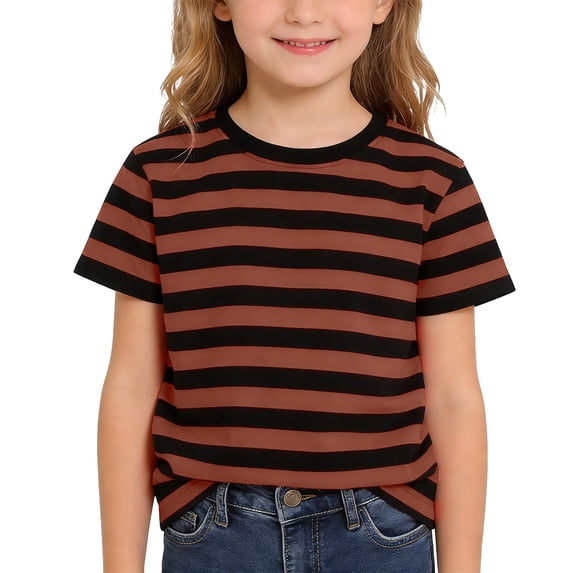 Kiijoy Striped Short Sleeve T-Shirt for Boys Unisex Casual Crew Neck T Shirt, Sizes 2-13