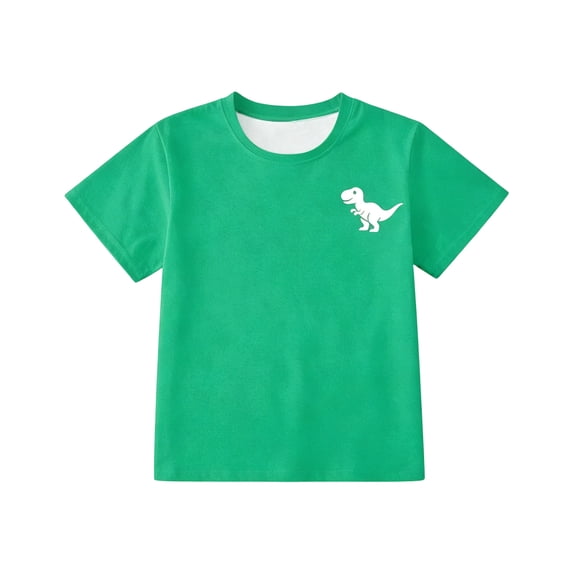 Kiijoy Summer Boys Graphic Tee Dinosaur Crew Neck Short Sleeve T-Shirt Top, Sizes 1-13