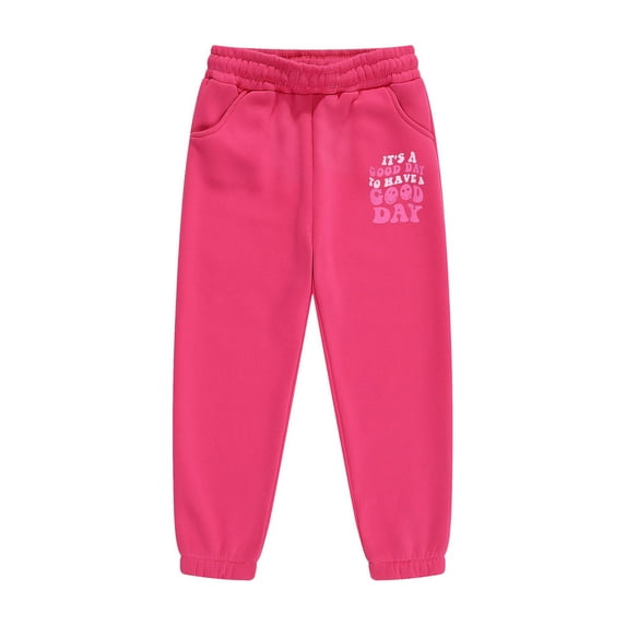 Kiijoy Sweatpants for Girls Letter Print High Waisted Jogger Pants Trousers, Sizes 2-3