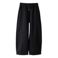 thumbnail image 1 of Kiijoy Sweatpants for Little Girls Baggy Drawstring Straight Athletic Pants, Black, Sizes 5-6, 1 of 7