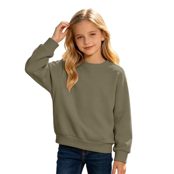 Kiijoy Sweatshirt for Girls Casual Plain Long Sleeve Pullover Top, Sizes 3-4T