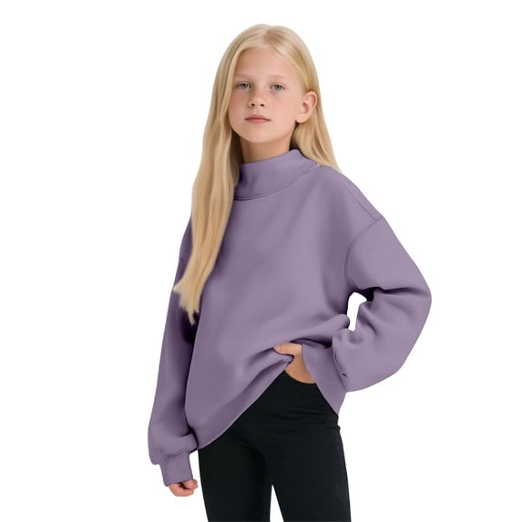 Kiijoy Sweatshirt for Girls Cozy Lined High Neck Pullover Top, Sizes 3-4T