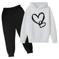 thumbnail image 1 of Kiijoy Sweatsuit for Girls Heart Print Casual Hoodie and Sweatpants Kids Sports Outfits, 1 of 2