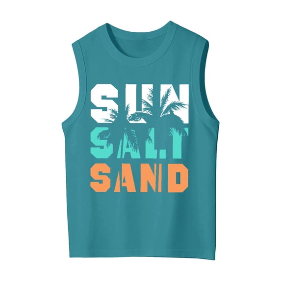 Kiijoy Tank Top for Girls Summer Beach Sleeveless Top Kids Letter Crewneck Tee, Sizes 2-15