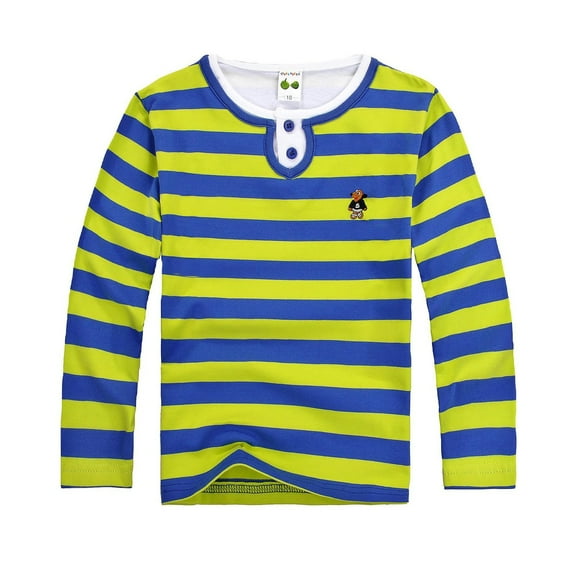 Kiijoy Teen Boys Casual Striped Henley T-Shirt Kids Long Sleeve T Shirt, Sizes 13-14