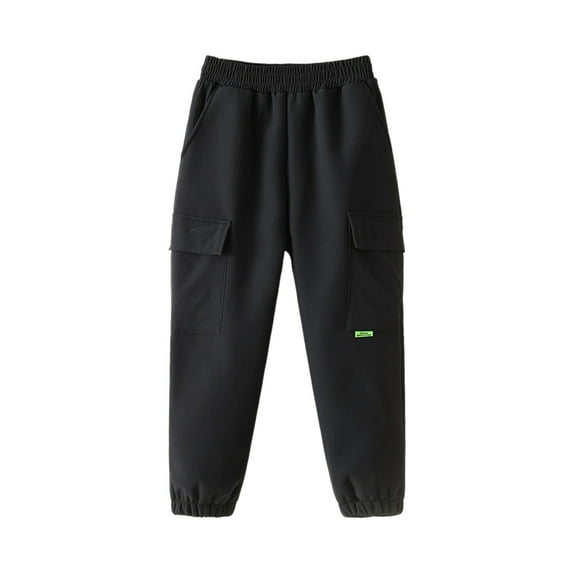 Kiijoy Teen Boys Fleece Cargo Pants Casual Sweatpants Winter Jogger Pants, Sizes 13-16