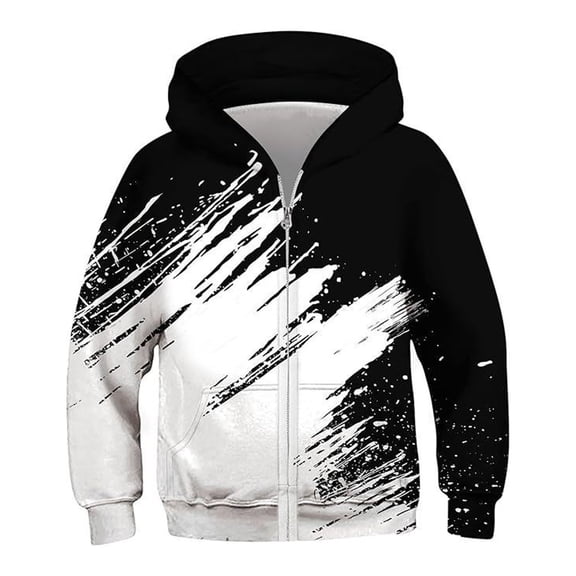 Kiijoy Teen Boys Football Graphic Hoodie Sports Zip Up Hooded Sweatshirt, Sizes 13-14