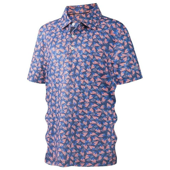 Kiijoy Teen Boys Short Sleeve Polo Shirt Casual Soft Floral Collared Shirt, Sizes 13-14