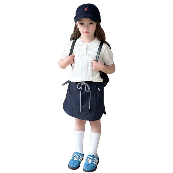 Kiijoy Teen Girl Knitted Polo Shirt Solid Short Sleeve Shirt School Uniform, Sizes 13-14