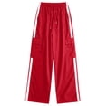 thumbnail image 1 of Kiijoy Girl's Track Pants Athletic High Rise Cargo Pants Baggy Sweatpants, Red, Sizes 15-16, 1 of 6