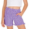 thumbnail image 1 of Kiijoy Teen Girls Checkered Ruffle Shorts Summer Casual Beach Pull On Play Shorts, Sizes 15-16, 1 of 7