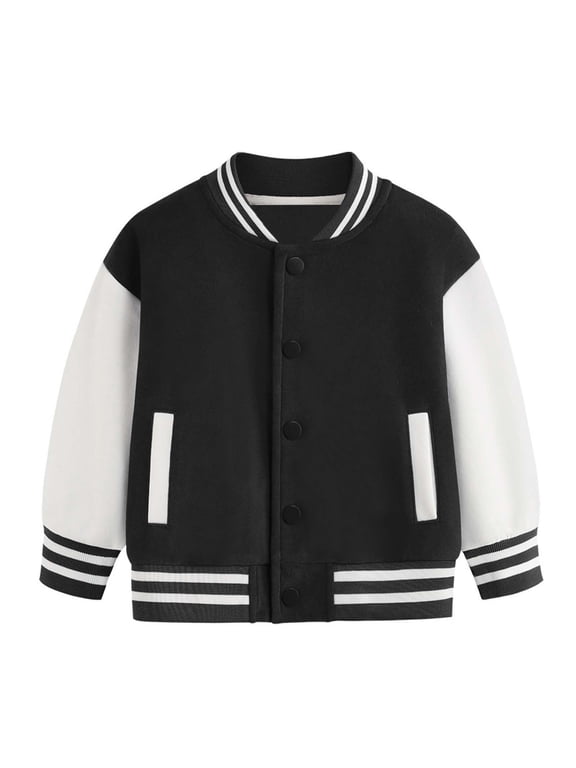 Girls Color Block Baseball Jacket Varsity Sports Sweatshirt, Sizes 13-14