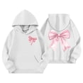 thumbnail image 1 of Kiijoy Girls Hoodie Bow Print Hooded Sweatshirt Cute Soft Casual Pullover Top, 1 of 2