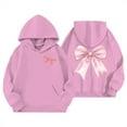 thumbnail image 1 of Kiijoy Teen Girls Hoodie Bow Print Hooded Sweatshirt Cute Soft Casual Pullover Top, 1 of 2