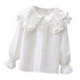 thumbnail image 1 of Kiijoy Girls Long Sleeve Blouse Elegant Lace Ruffle Button Down Shirt, Sizes 15-16, 1 of 2