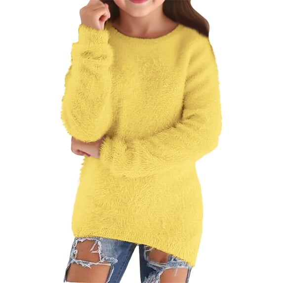 Kiijoy Teen Girls Fleece Sweater Soft Loose Long Sleeve Pullover Sweater Fall Clothing