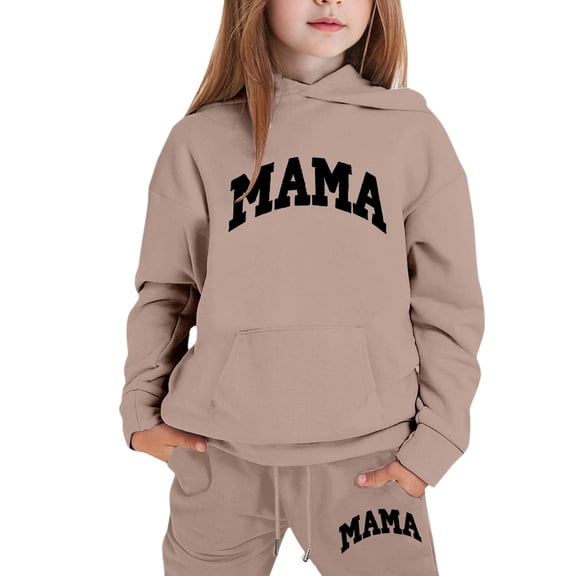 Kiijoy Teen Girls Sweatsuits Letter Print Sports Hoodie Pants Kids Outfits, Sizes 15-16