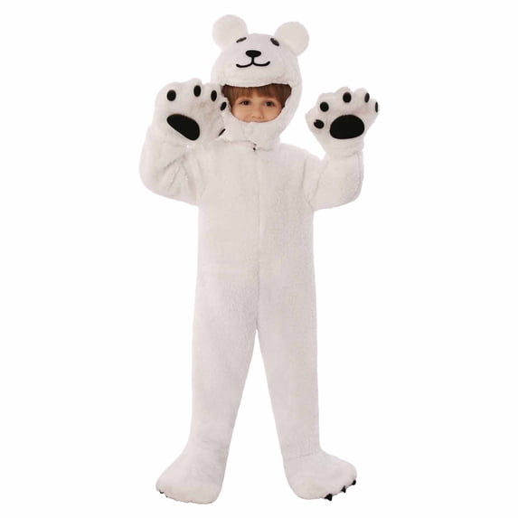 Kiijoy Toddler Boy Polar Bear Shaped Jumpsuit Holiday Party Role Play Hooded Romper
