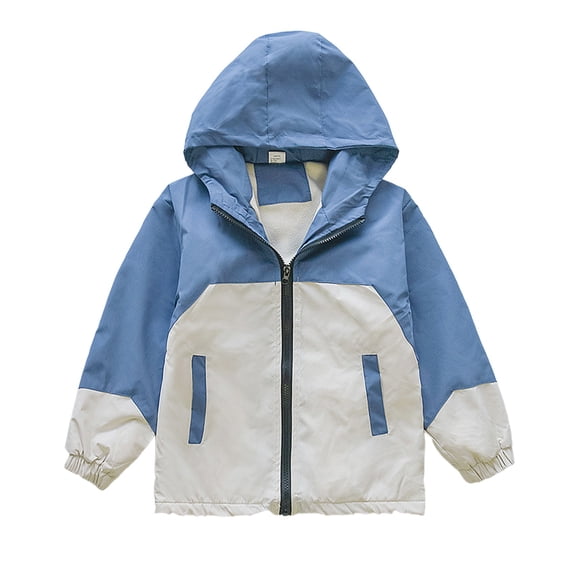 Kiijoy Toddler Boy Windbreaker Jacket Colorblock Warm Raincoat Outerwear, Sizes 4-5