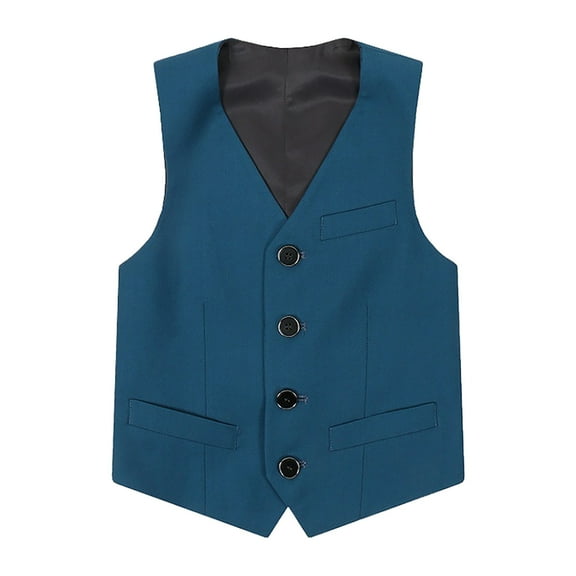 Kiijoy Toddler Boy's Formal Suit Vest Solid Color Waistcoat Party Dress Tuxedo, Sizes 2-16