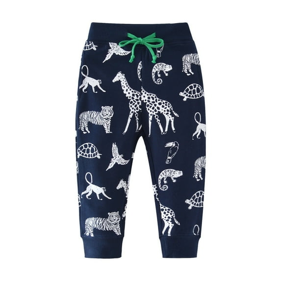 Kiijoy Toddler Boys Animal Print Joggers Casual Sweatpants Soft Sports Pants, Sizes 1-2