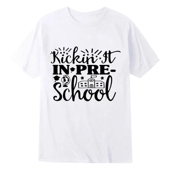 Kiijoy Toddler Boys Back-To-School T-Shirt Short Sleeve Tshirt Graphic Tee,White,Sizes 2-3
