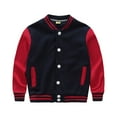 thumbnail image 1 of Kiijoy Toddler Boys Baseball Jacket Color Block Sweatshirt Casual Varsity Jackets, Navy, 3-4 Years, 1 of 3