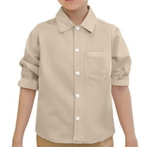Kiijoy Toddler Boys Button-Down Shirt Solid Color Long Sleeve Dress Shirt, Sizes 6M-9Y
