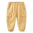 thumbnail image 1 of Kiijoy Toddler Boys Cargo Pants Solid Elastic Waist Tapered Pants for Children, Sizes 4-5, 1 of 3