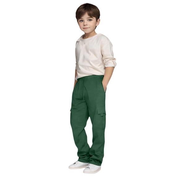Kiijoy Toddler Boys Cargo Sweatpants Casual Athletic Straight Pants with Drawstring, Sizes 3-4T