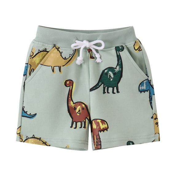 Kiijoy Toddler Boys Cartoon Dinosaur Print Casual Shorts Beach Board Shorts, Sizes 1-7