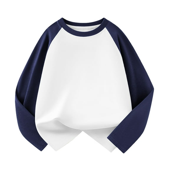 Kiijoy Toddler Boys Casual Cotton T-Shirt Color Block Long Sleeve Soft Tshirt, Sizes 4-5