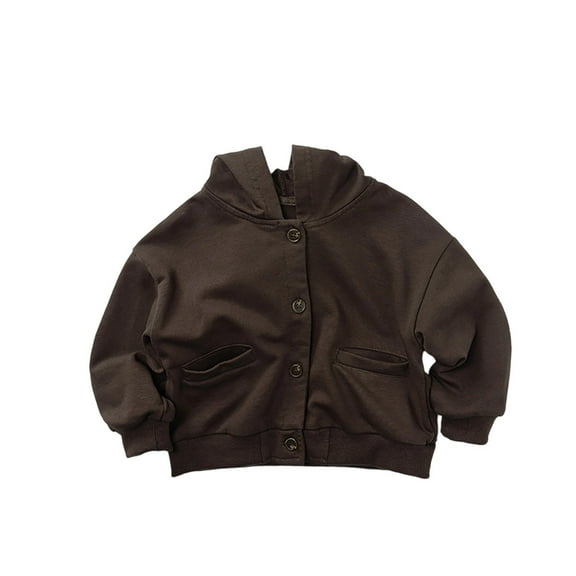 Kiijoy Toddler Boys Casual Hooded Jacket Solid Button Knitted Outerwear Coat, Sizes 4-5