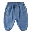 thumbnail image 1 of Kiijoy Toddler Boys Casual Pull-On Jeans Lightweight Baggy Jogger Jogger Pants, Sizes 3-4, 1 of 3