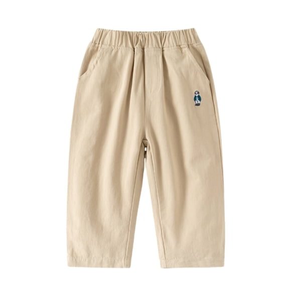 Kiijoy Toddler Boys Casual Pull On Pants Children's Loose Fit Cotton Trousers, Sizes 3-4