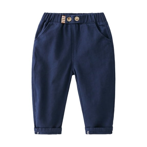 Kiijoy Toddler Boys Casual Pull On Pants Solid Color Stretch Twill Trousers, Sizes 12M-5T