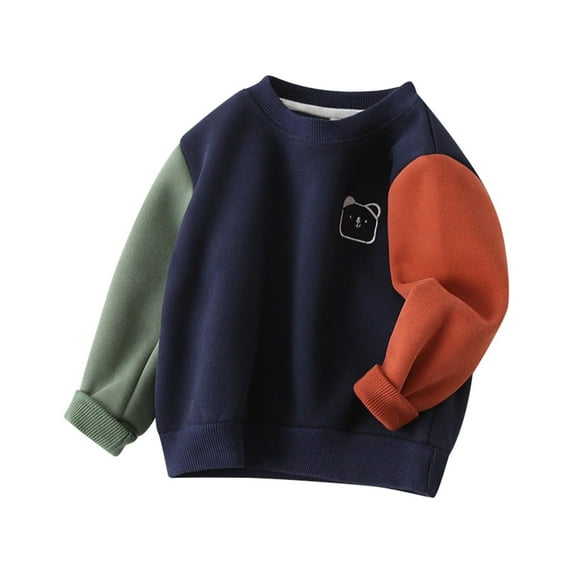 Kiijoy Toddler Boys Casual Sporst Sweatshirt Colorblock Crew Neck Pullover, Sizes 3-4