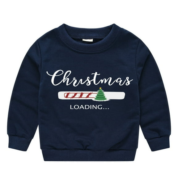Kiijoy Toddler Boys Christmas Sweatshirt Letter Print Long Sleeve Pullover Top, Sizes 3-4