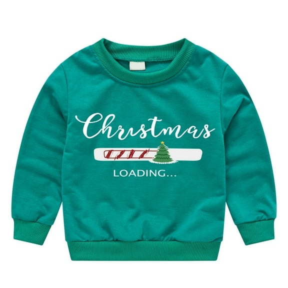 Kiijoy Toddler Boys Christmas Sweatshirt Letter Print Long Sleeve Pullover Top, Sizes 4-5