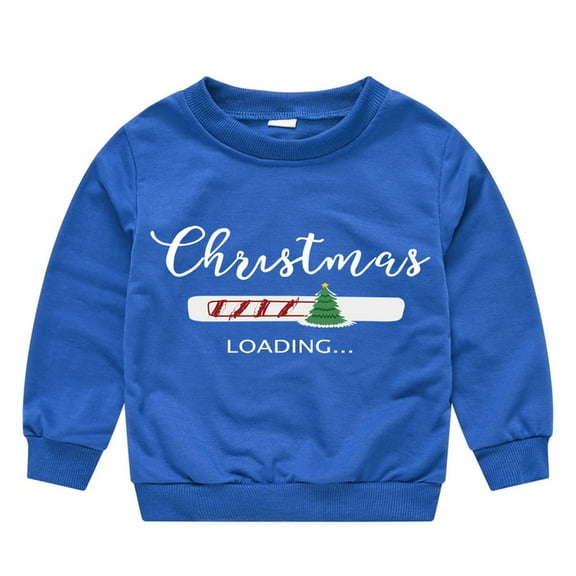 Kiijoy Toddler Boys Christmas Sweatshirt Letter Print Long Sleeve Pullover Top, Sizes 4-5
