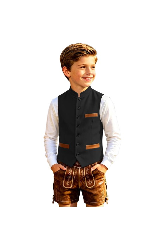 Toddler Boys Comfort Corduroy Vest Casual Party Slim Fit Button-Down Waistcoat, Black, 2-3 Years